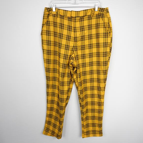 Hot Topic Pants Yellow Black Plaid Mall Goth Punk Grunge 90s Y2K Alt Emo - Picture 1 of 10